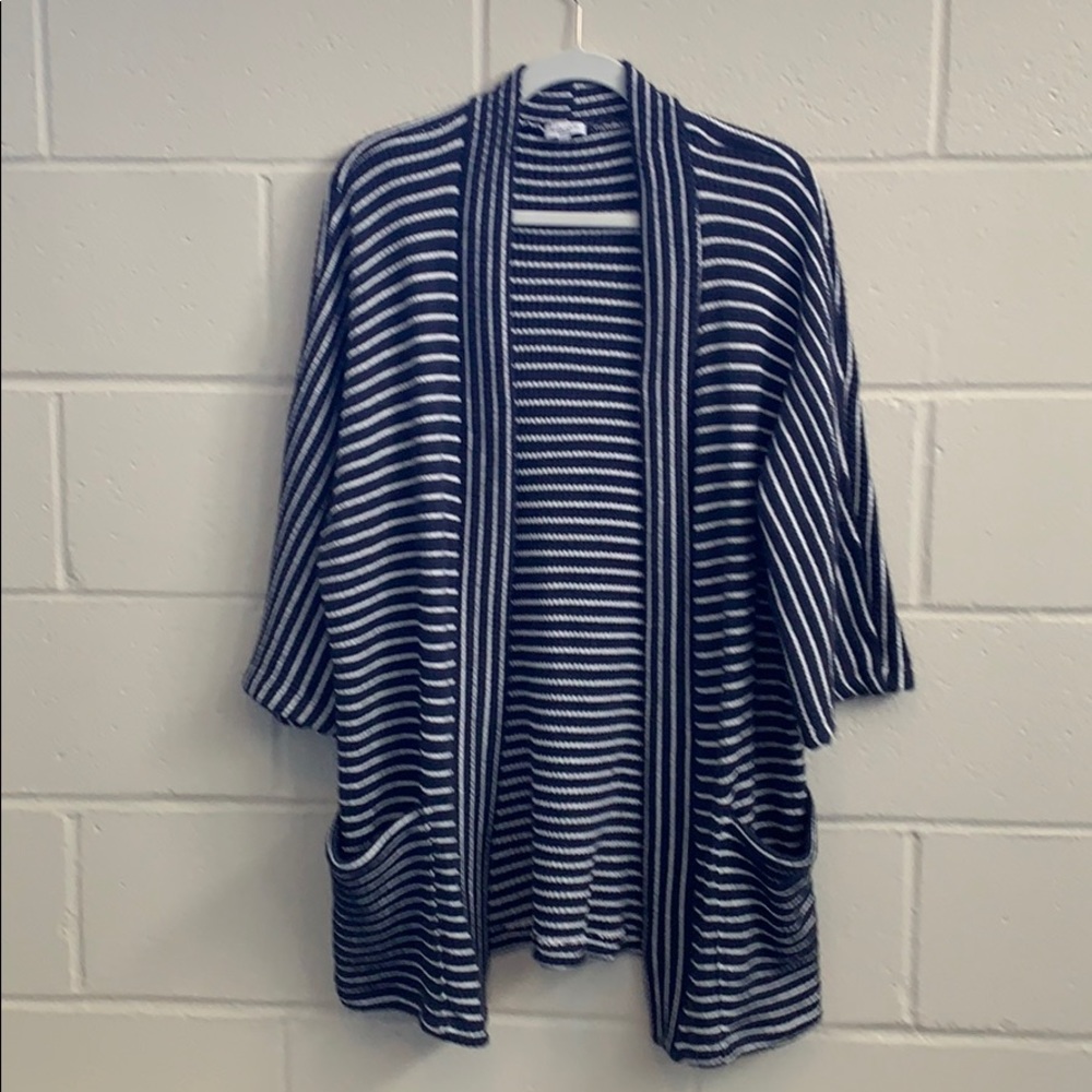Anthropologie Splendid Navy and White Striped Open Cardigan